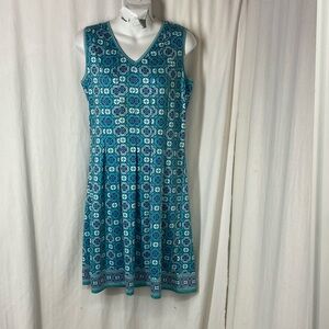 Tango Mango S Resort Cruise Dress Sleeveless Pleated Skirt Aqua Pink UPF 50